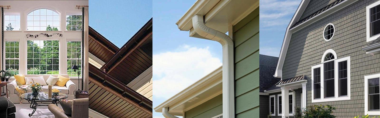 Windows, soffit, gutters, and siding